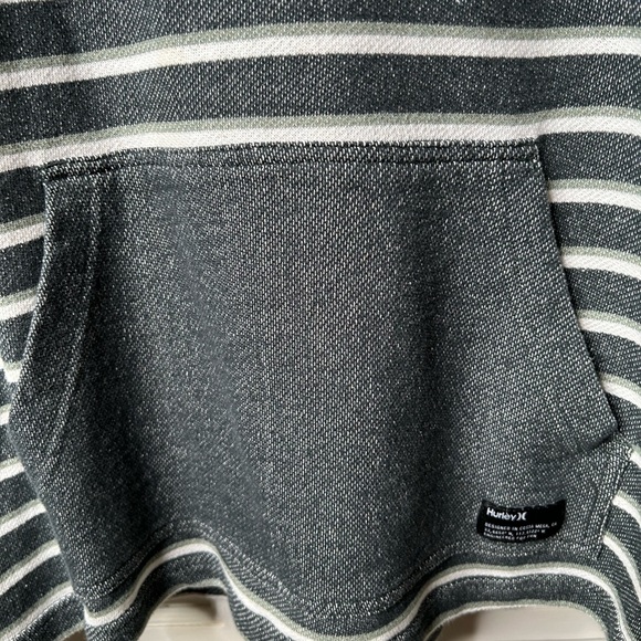 Hurley Charcoal, white & green striped Hoodie - Picture 3 of 7